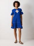 Jigsaw Crochet Embroidered T-Shirt Dress, Blue