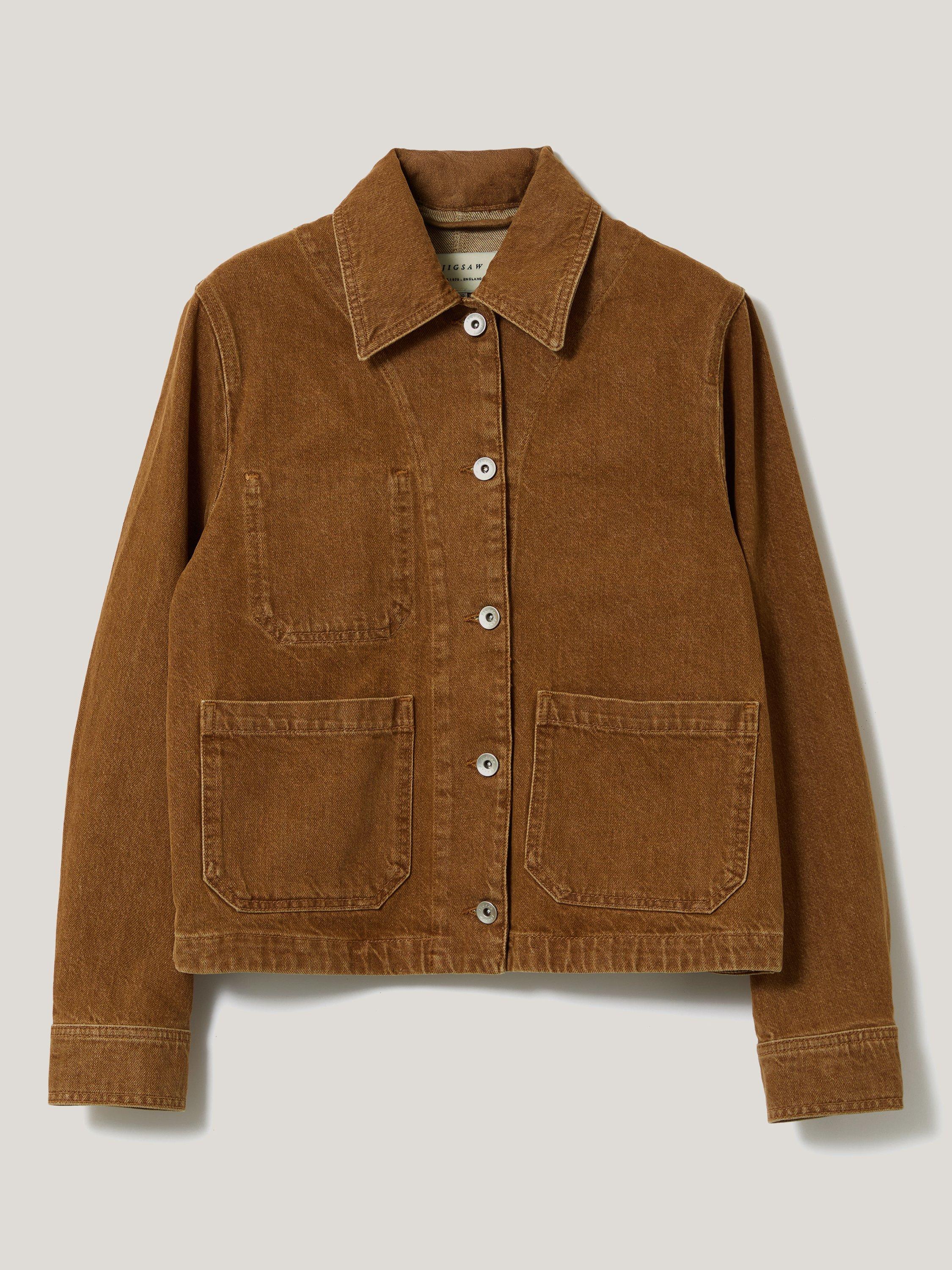 Product image 5 of 6, which shows Jigsaw Cooper Cropped Denim Jacket, Camel Brown, 8