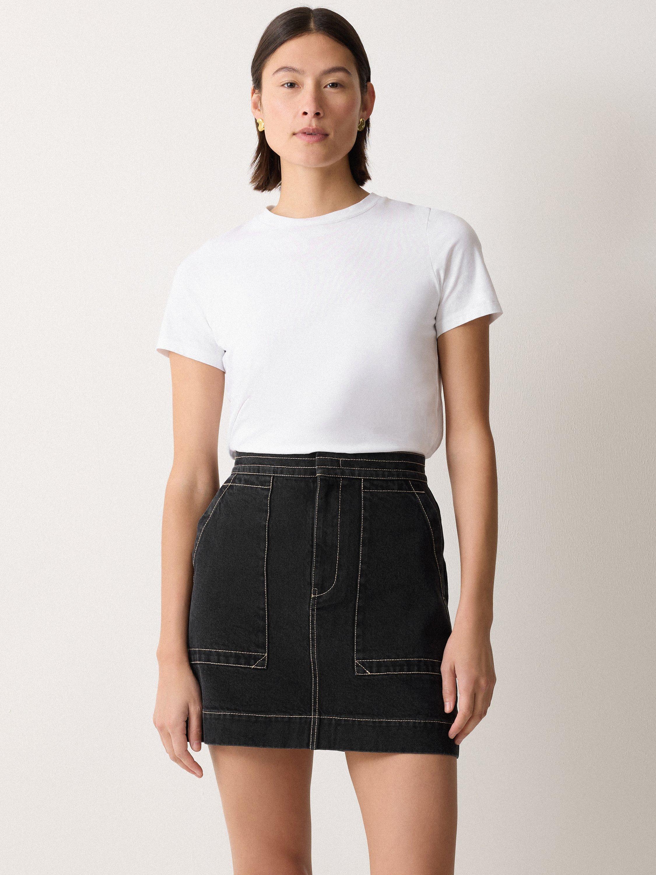 Product image 1 of 6, which shows Jigsaw Patch Pocket Denim Mini Skirt, Black, 8