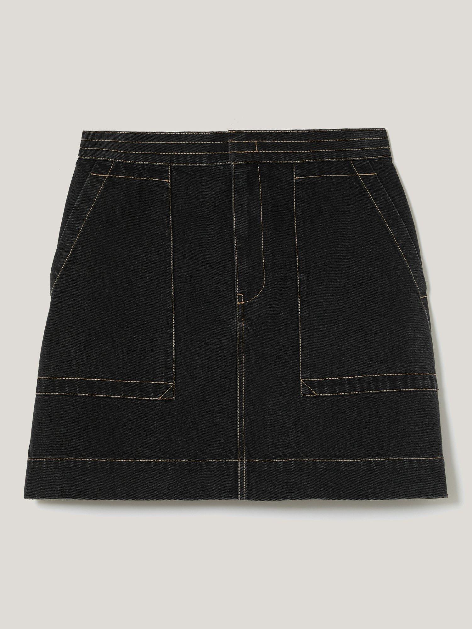 Product image 5 of 6, which shows Jigsaw Patch Pocket Denim Mini Skirt, Black, 8
