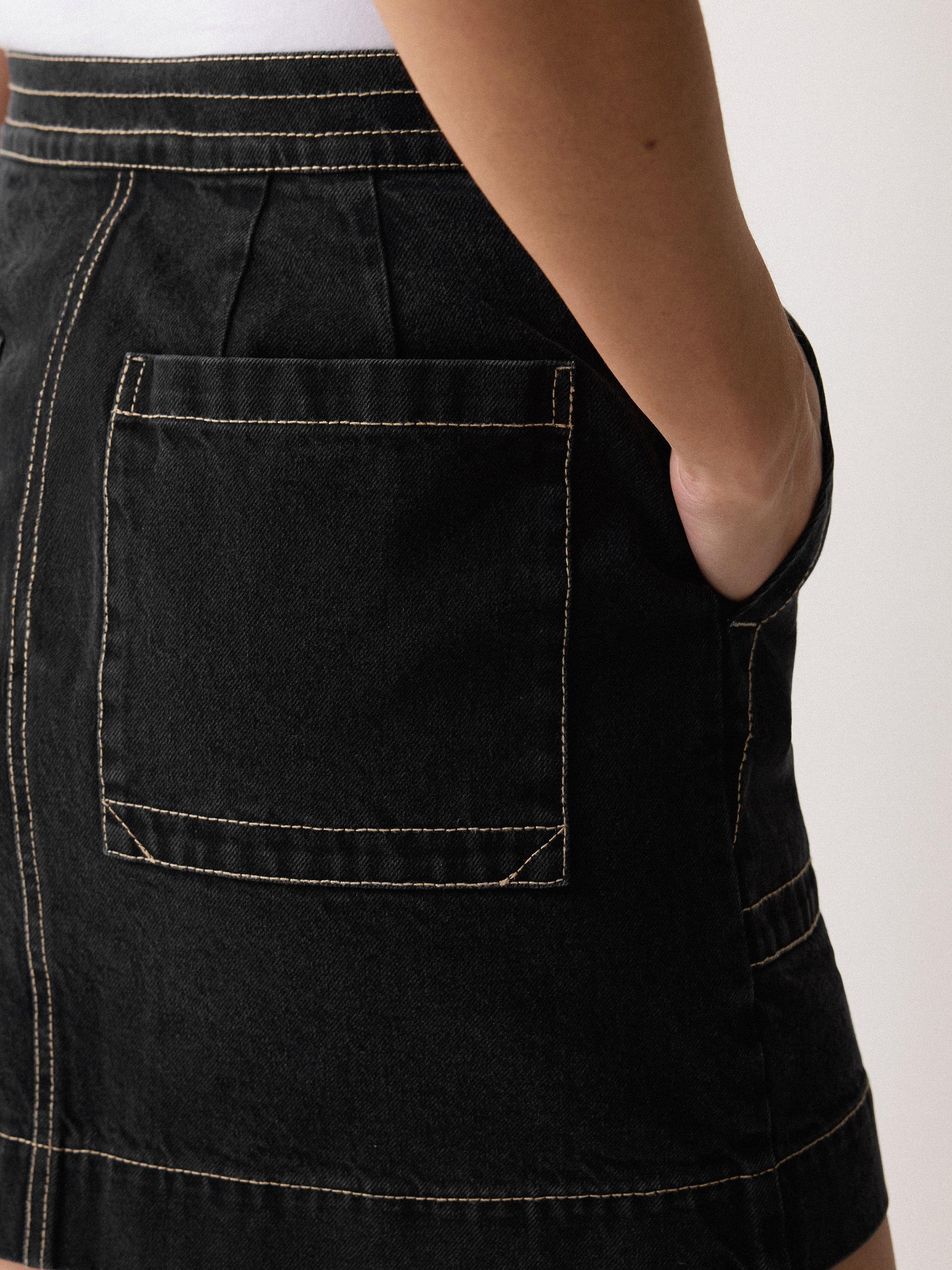 Product image 6 of 6, which shows Jigsaw Patch Pocket Denim Mini Skirt, Black, 8