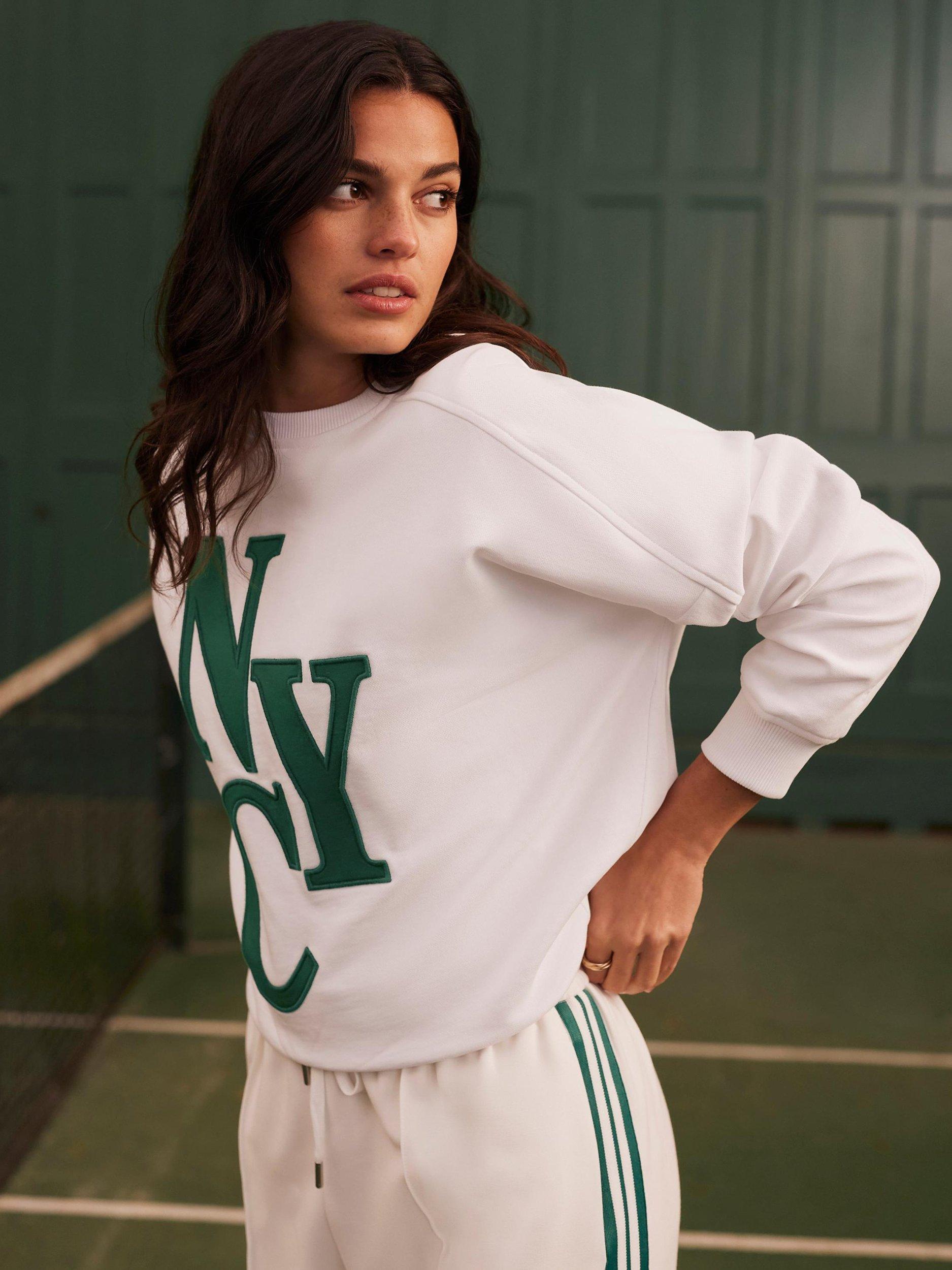 Product image 3 of 8, which shows Mint Velvet New York City Sweatshirt, White Ivory, XS
