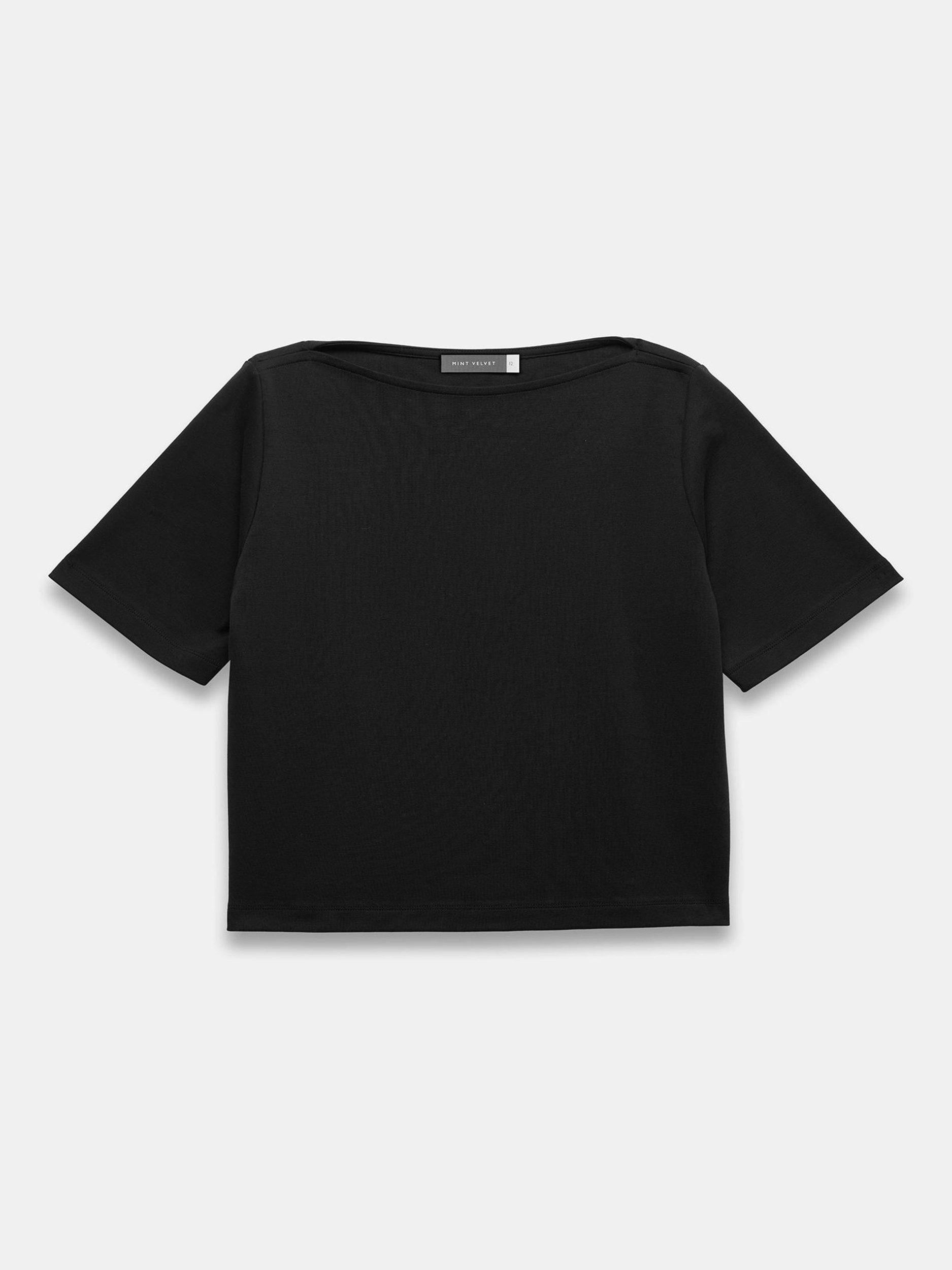 Product image 4 of 5, which shows Mint Velvet Short Sleeve T-Shirt, Black, XS