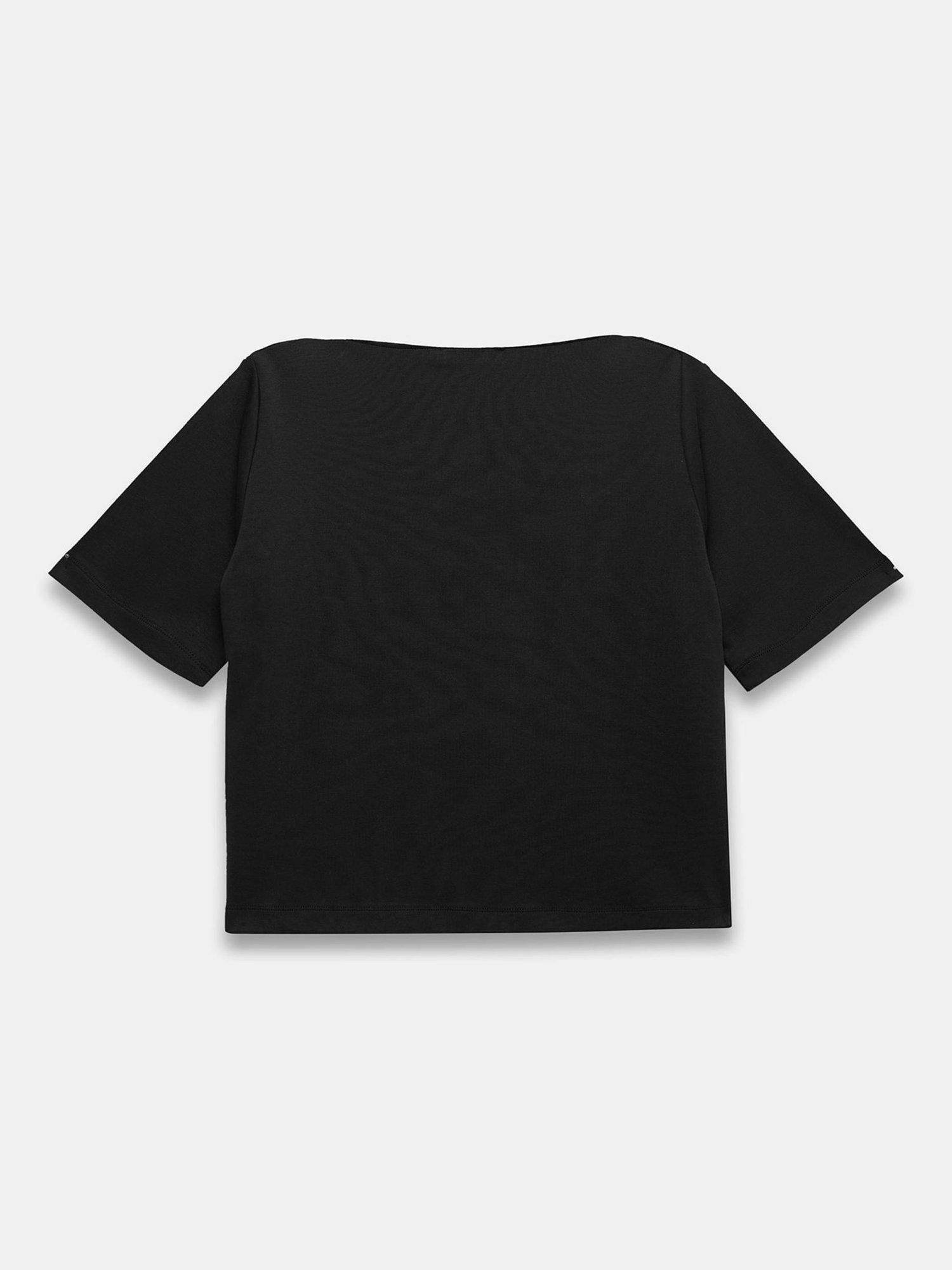 Product image 5 of 5, which shows Mint Velvet Short Sleeve T-Shirt, Black, XS