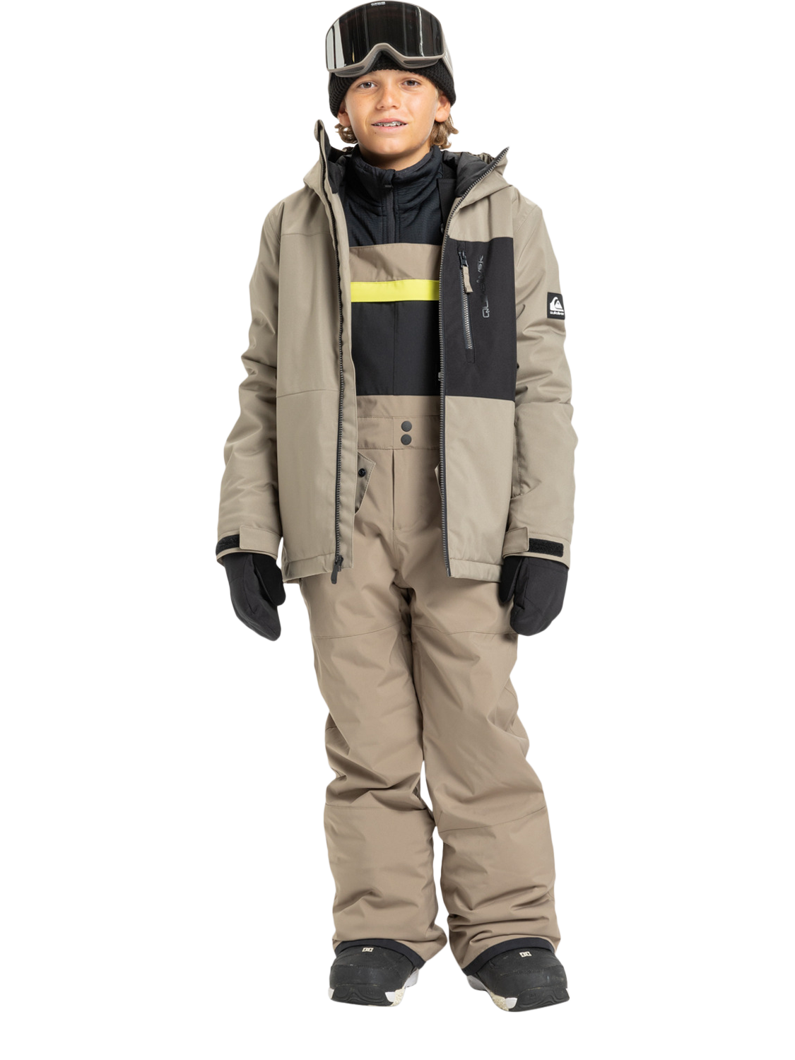 Product image 4 of 8, which shows Quicksilver Kids' Mash Up Technical Snow Bib, Fallen Rock, 8 years