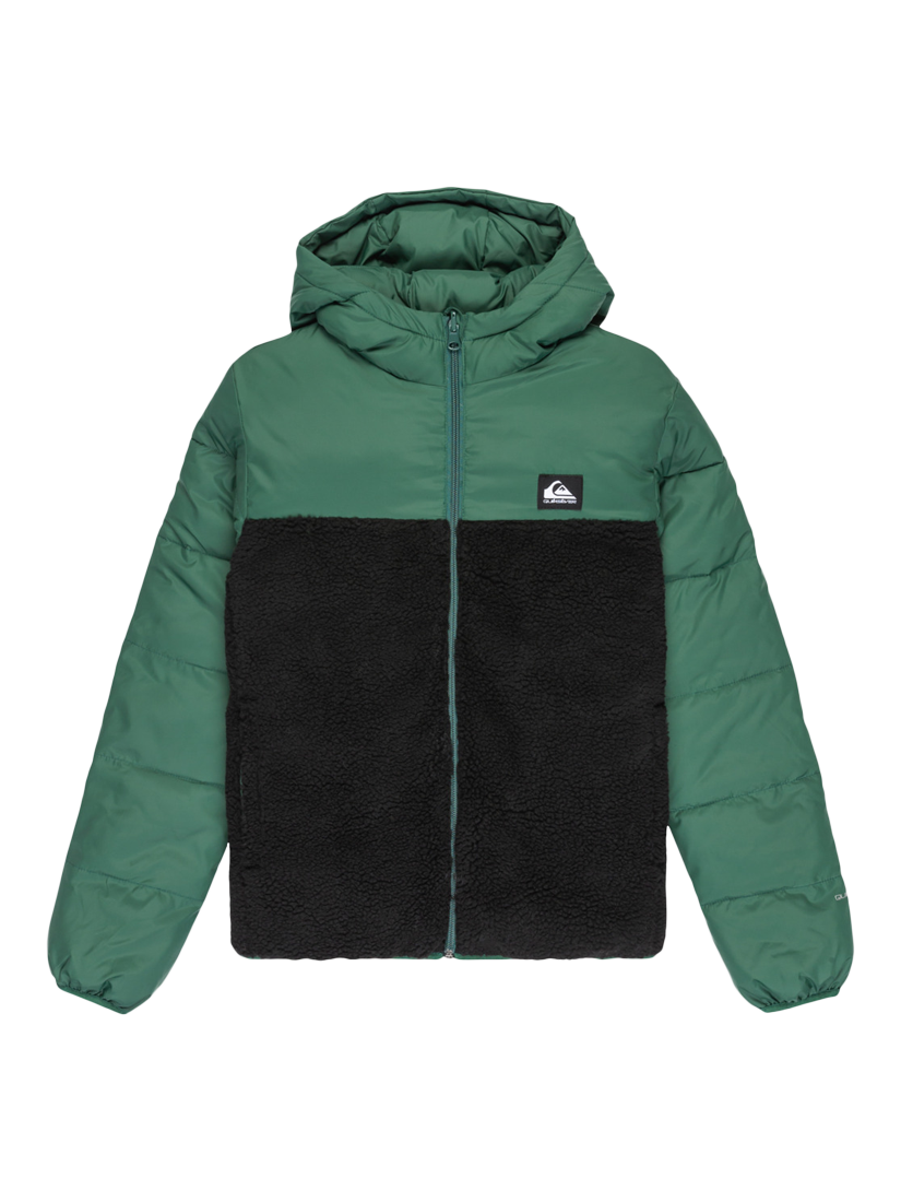 Product image 1 of 2, which shows Quicksilver Kids' Scaly Reversible Hooded Jacket, Trekking Green, 8 years