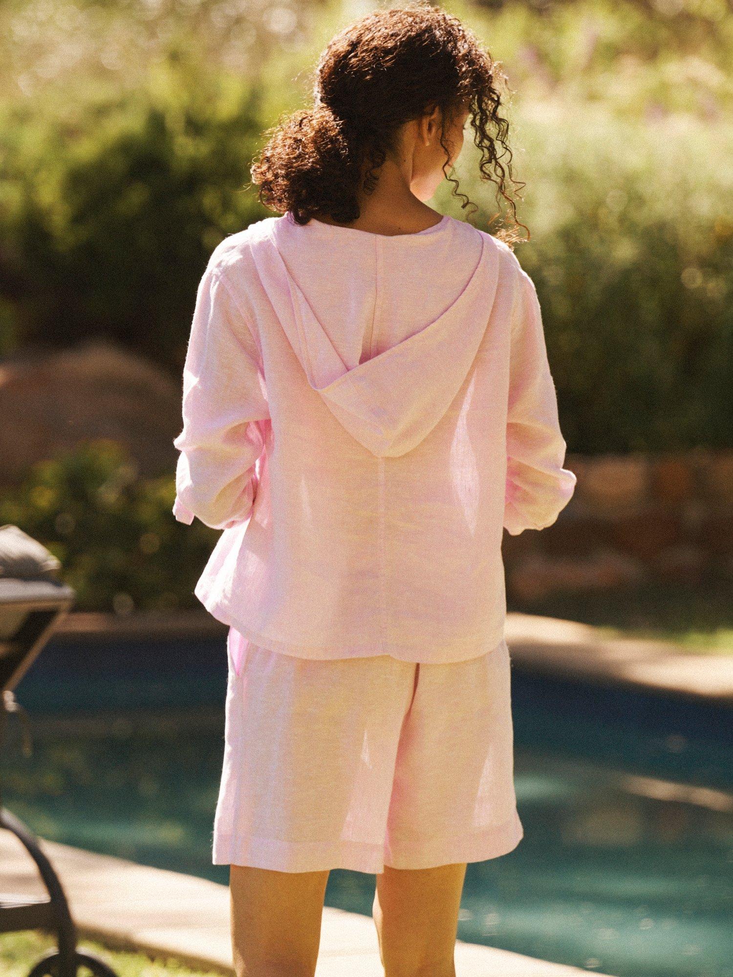 Product image 6 of 8, which shows NRBY Tia Pure Linen Shorts, Pink Sorbet, 8