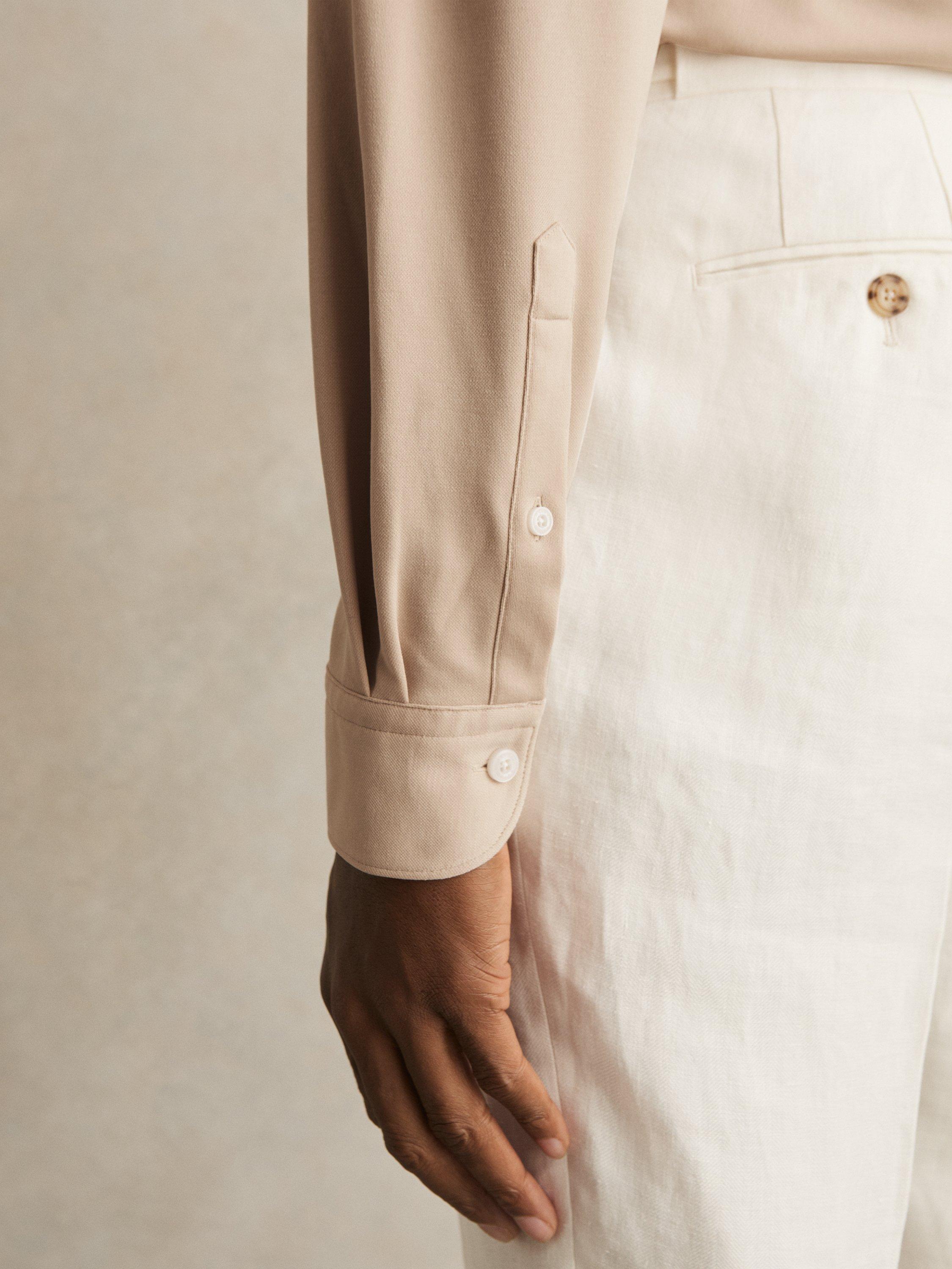 Product image 2 of 5, which shows Reiss Bobby Modal Blend Cutaway Collar Shirt, Mink, XS