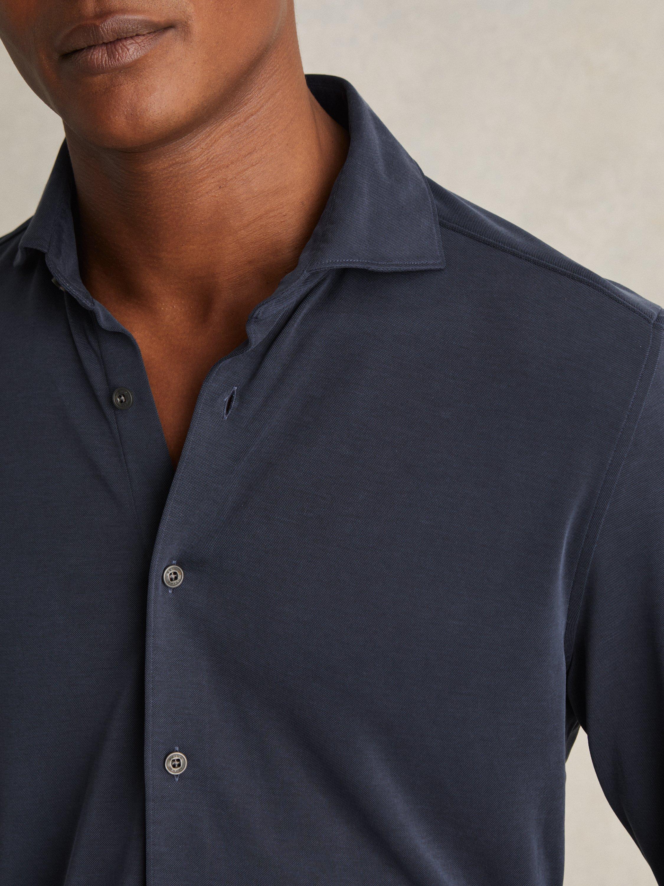 Product image 3 of 4, which shows Reiss Bobby Modal Blend Cutaway Collar Shirt, XS