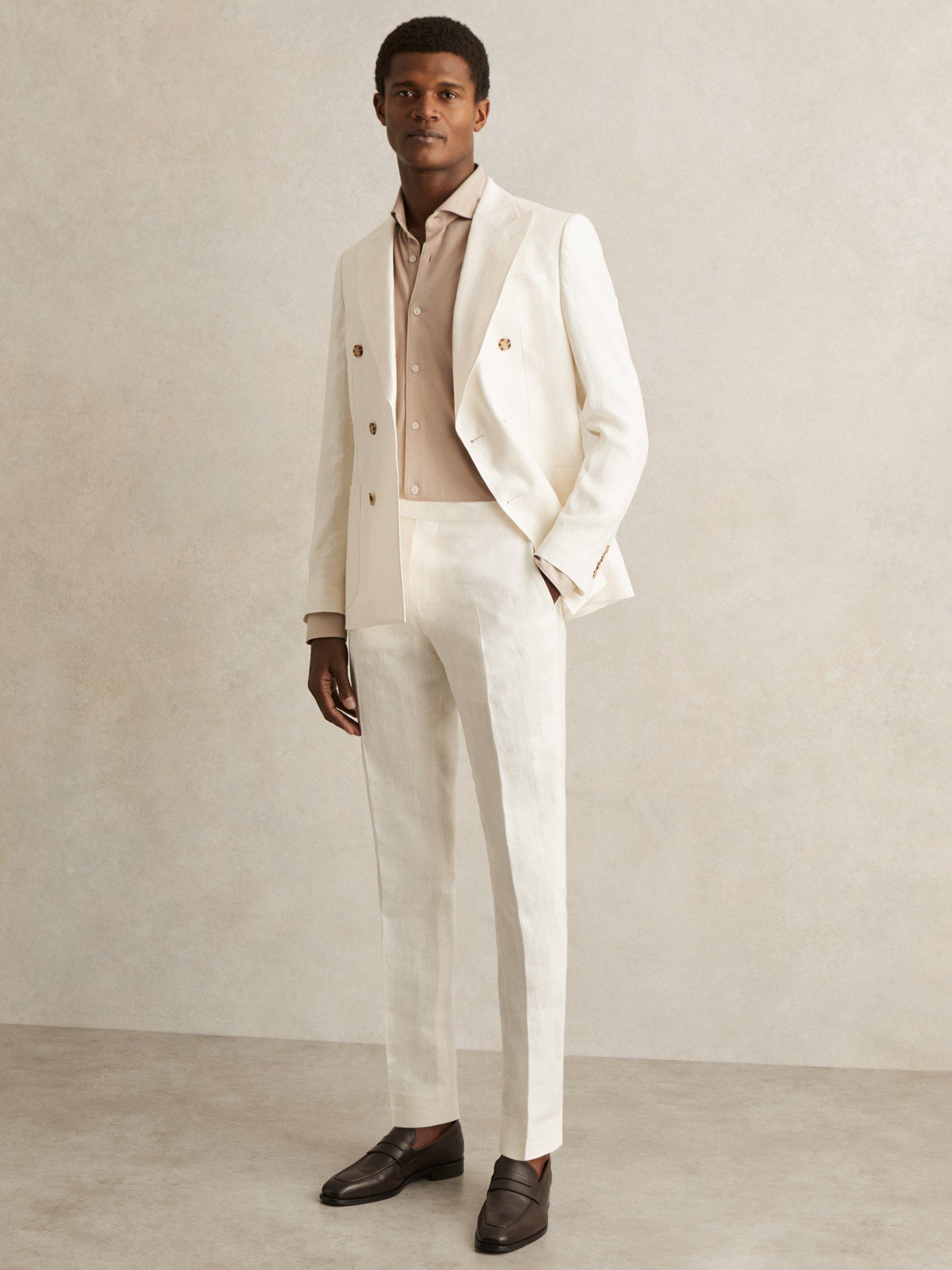 Product image 4 of 5, which shows Reiss Bobby Modal Blend Cutaway Collar Shirt, Stone, S
