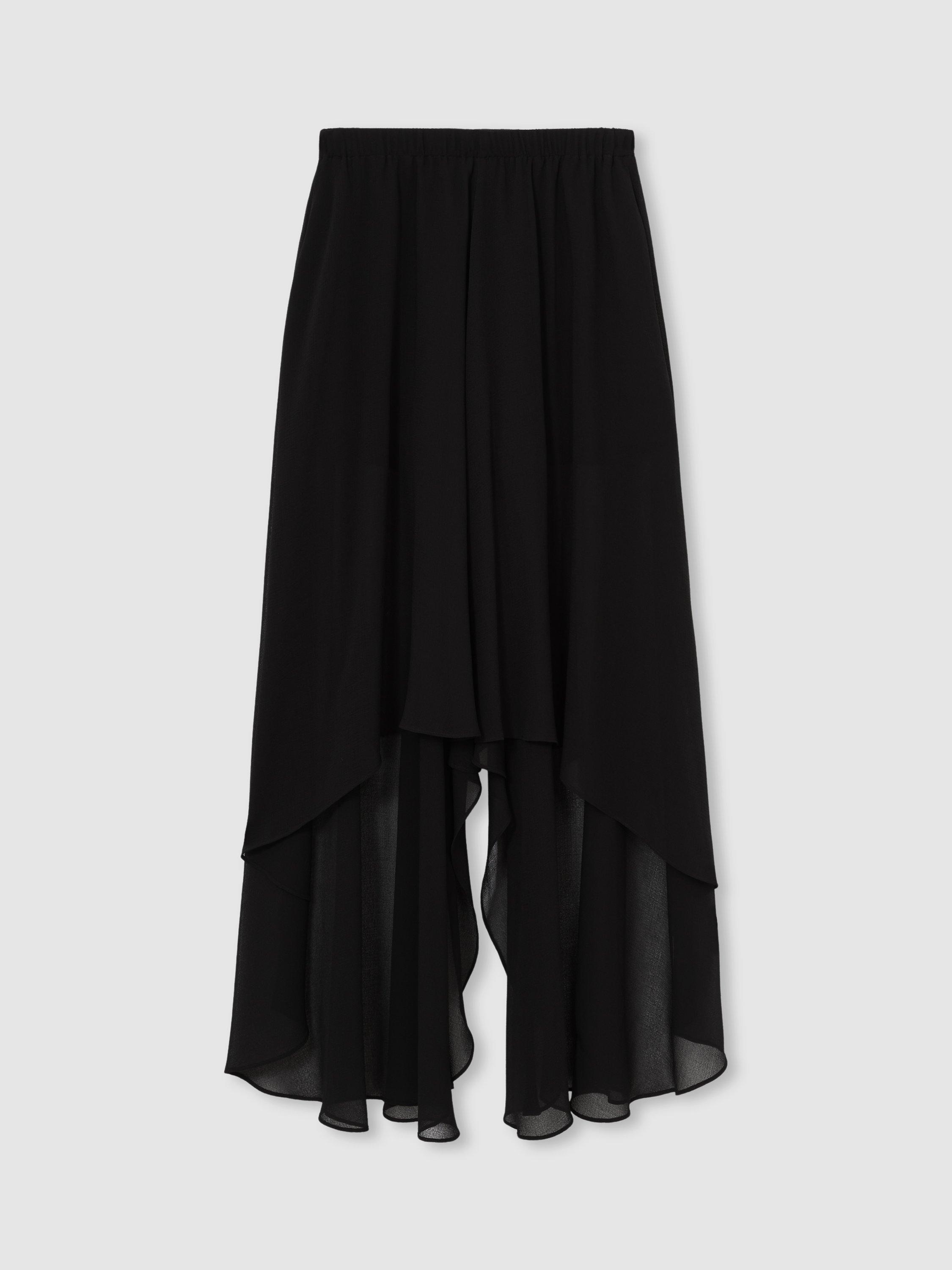 Product image 3 of 5, which shows Reiss Lucie Mini Shorts and Sheer Overlay, Black, 6