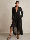 Reiss Petite Lucie Mini Shorts and Sheer Overlay, Black