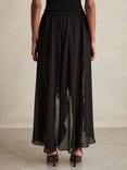 Reiss Petite Lucie Mini Shorts and Sheer Overlay, Black
