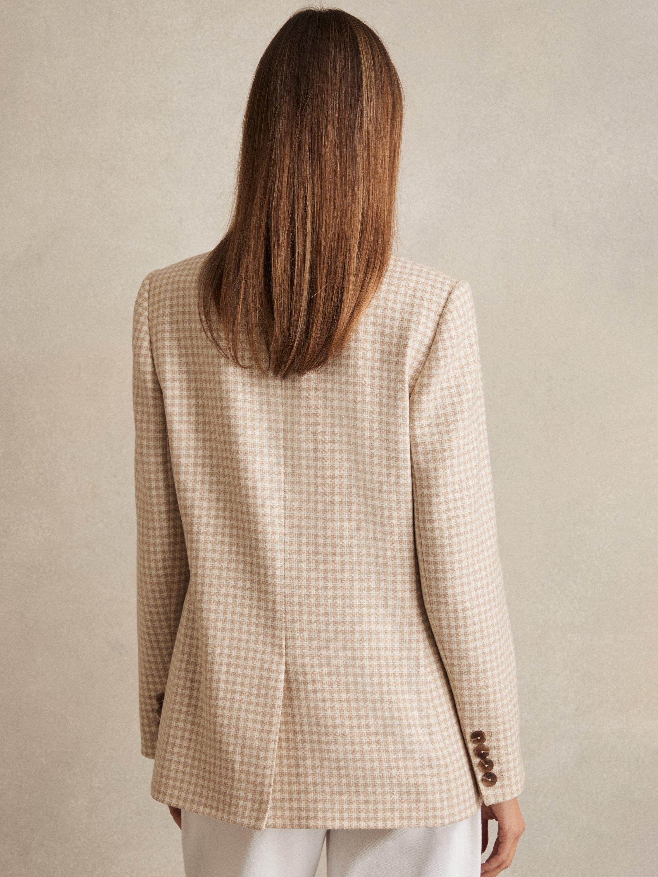 Product image 2 of 5, which shows Reiss Petite Bella Double Breasted Check Wool Blend Blazer, Neutral, 6Pt