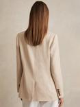 Reiss Petite Bella Double Breasted Check Wool Blend Blazer, Neutral