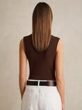 Reiss Fran Knot Detail Jersey Bodysuit, Chocolate Brown