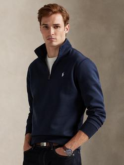 Polo Ralph Lauren Cotton-Blend Double-Knit Mockneck Sweater, Aviator Navy, Aviator Navy/C1730