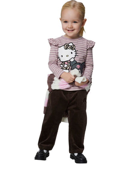NAME IT Kids' Hello Kitty Stripe Long Sleeve Top, Burnished Lilac - view 2, Burnished Lilac