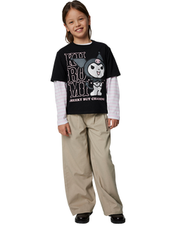 NAME IT Kids' Kuromi Short Sleeve Jersey Top, Black - view 2, Black