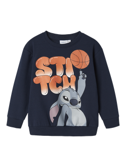 NAME IT Kids' Lilo & Stitch Graphic Sweatshirt, Navy Blazer, Navy Blazer