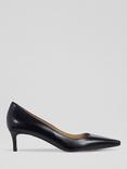 L.K.Bennett Ava Leather Pointed Kitten Heel Court Shoes, Black
