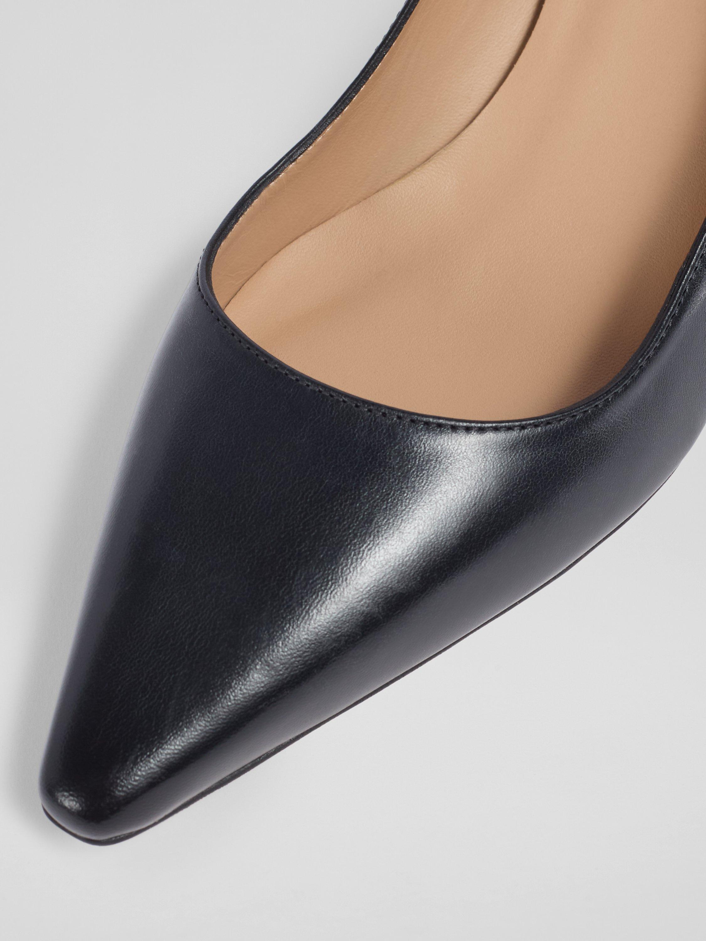 Product image 3 of 3, which shows L.K.Bennett Ava Leather Pointed Kitten Heel Court Shoes, Black, 3