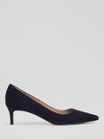L.K.Bennett Suede Pointed Kitten Heel Court Shoes, Midnight