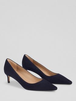 L.K.Bennett Ava Suede Pointed Kitten Heel Court Shoes, Midnight - view 2, Midnight