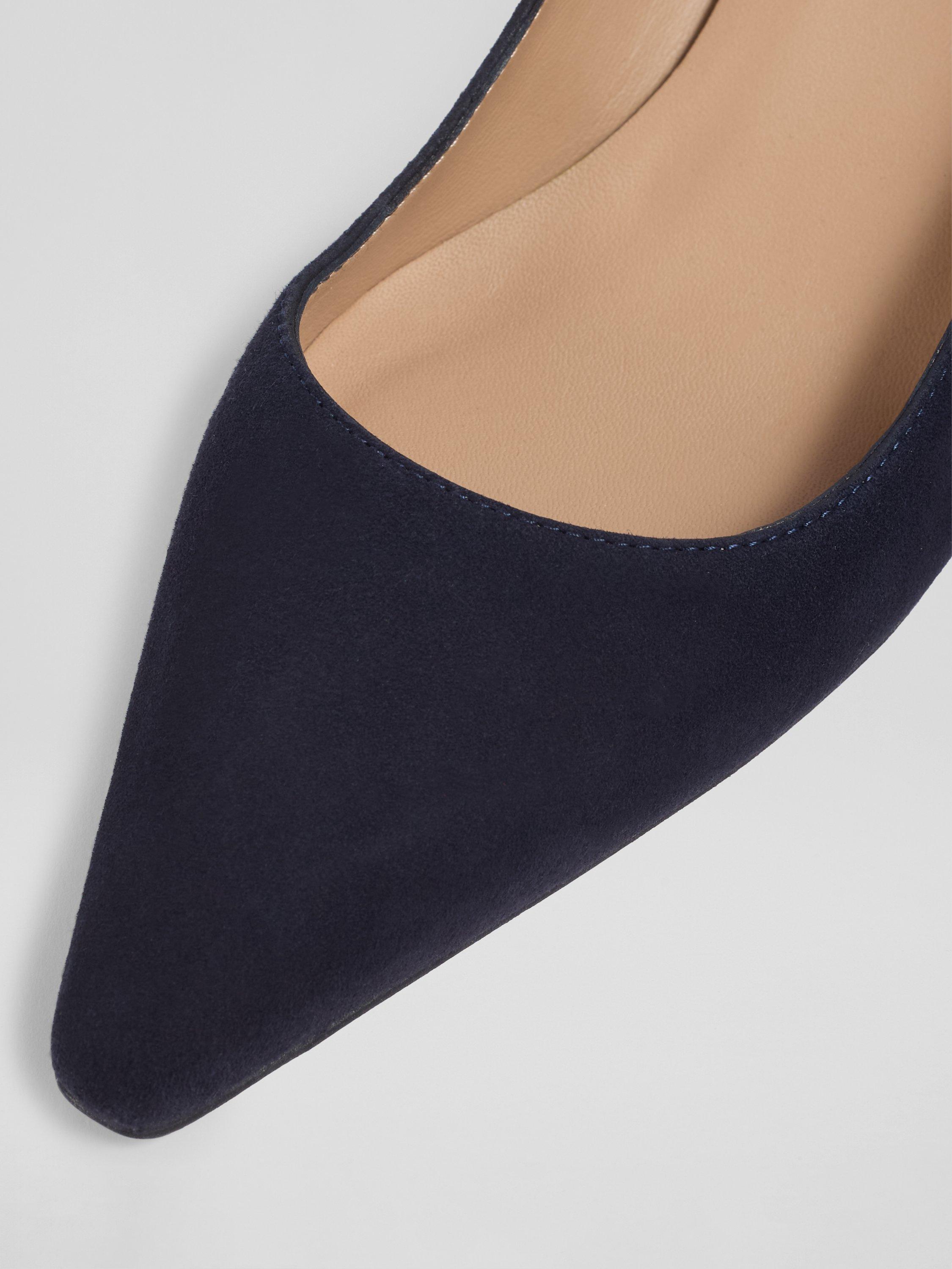 Product image 3 of 3, which shows L.K.Bennett Ava Suede Pointed Kitten Heel Court Shoes, Midnight, 2