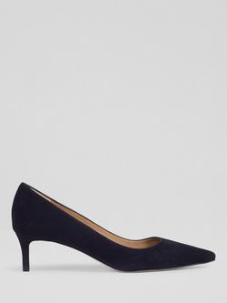 L.K.Bennett Ava Suede Pointed Kitten Heel Court Shoes, Black
