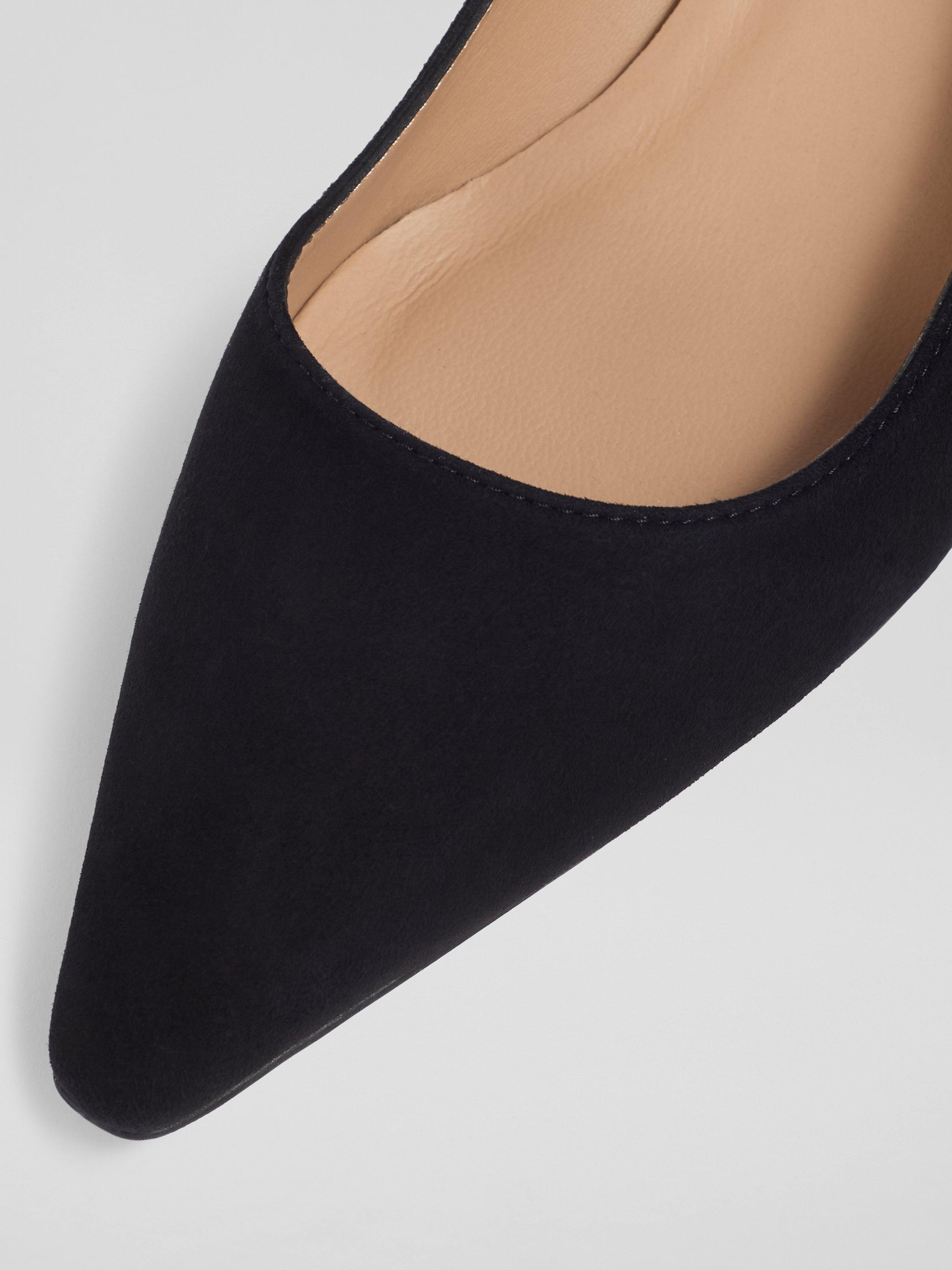 Product image 3 of 4, which shows L.K.Bennett Ava Suede Pointed Kitten Heel Court Shoes, Black, 5