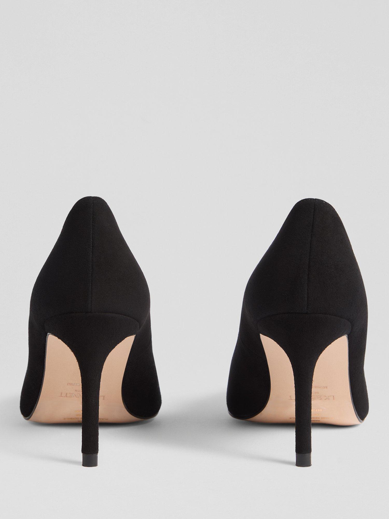 Product image 3 of 3, which shows L.K.Bennett Floret Suede Closed Court Shoes, Black, 2