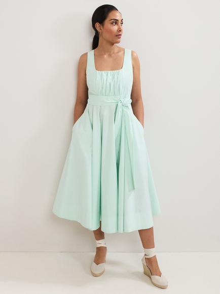 Phase Eight Petite Melinda Ruched Dress, Pale Green, Pale Green