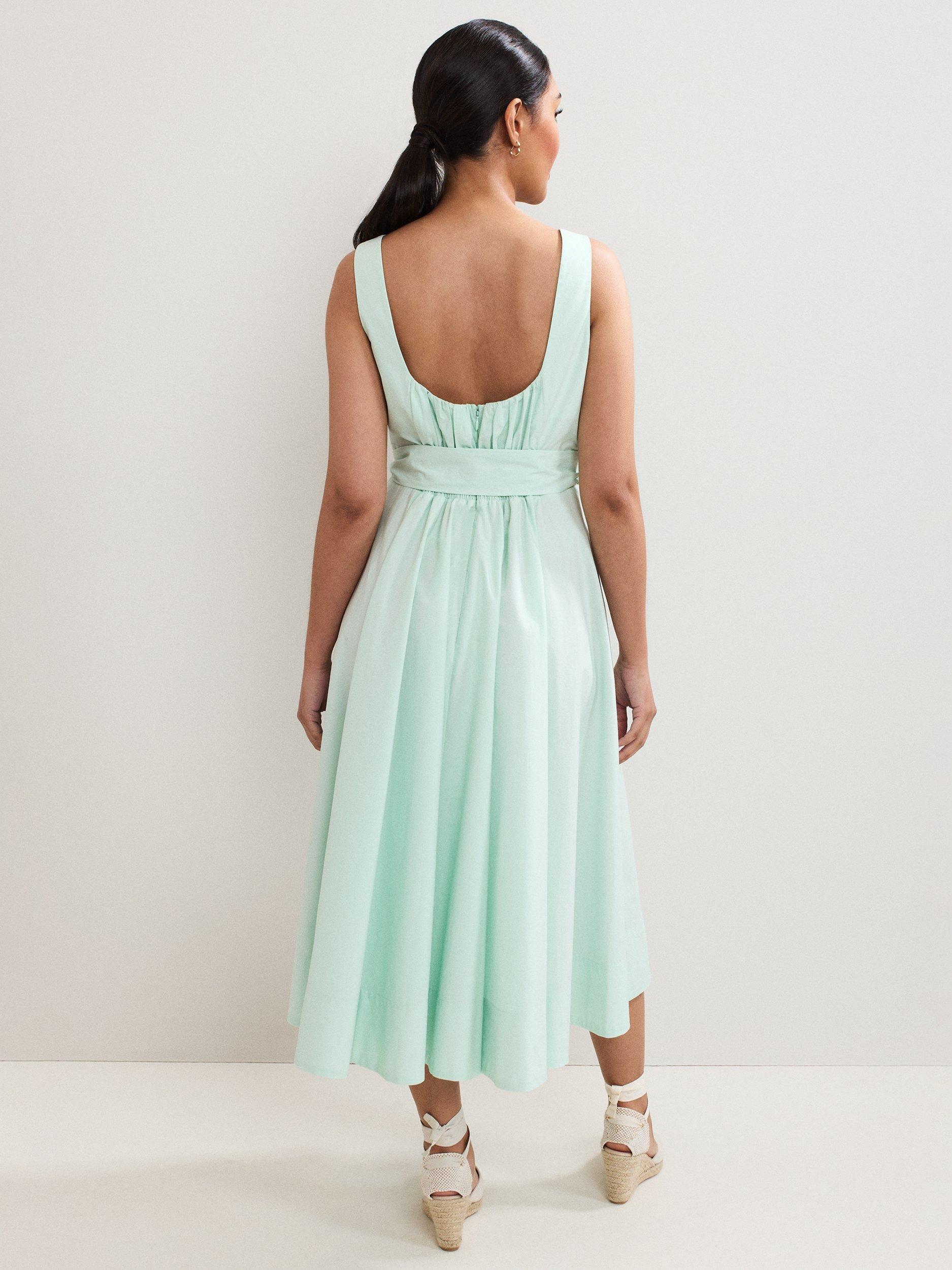 Product image 2 of 7, which shows Phase Eight Petite Melinda Ruched Dress, Pale Green, 10