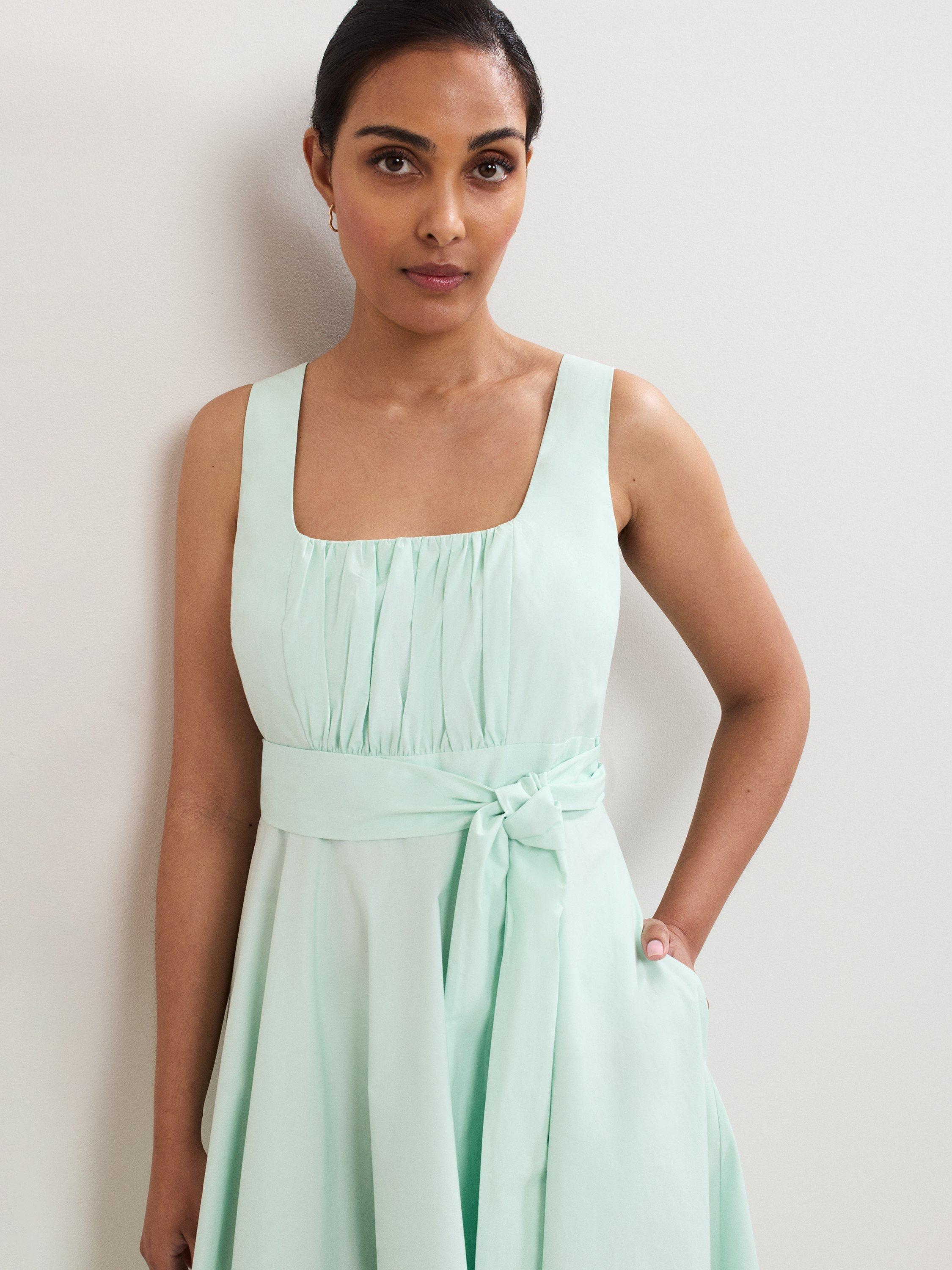 Product image 4 of 7, which shows Phase Eight Petite Melinda Ruched Dress, Pale Green, 10