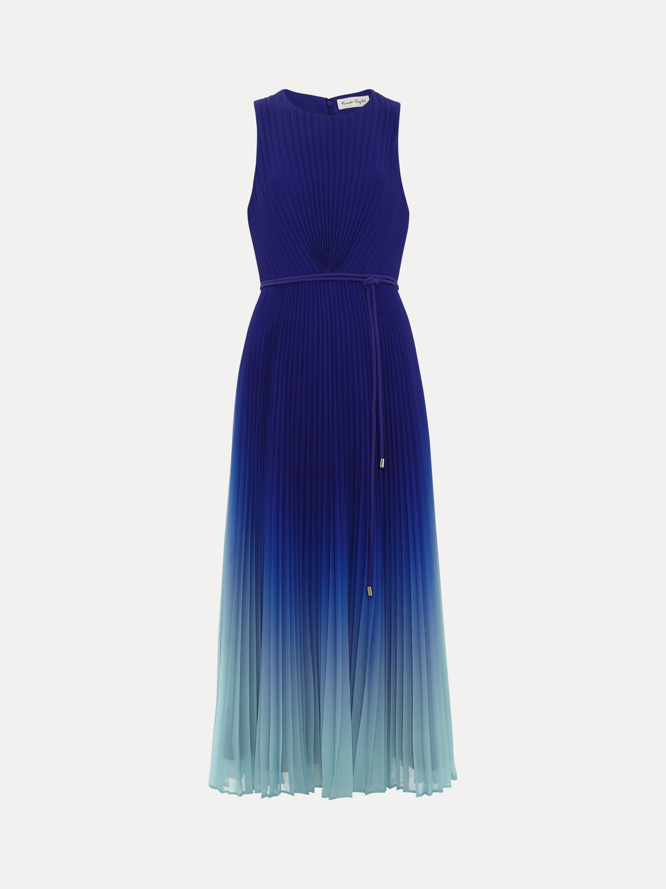 【関税込】PhaseEight ドレス☆Simara Pleated Dress, Blue Phase Eight Petite Simara Pleated Ombre Midi Dress, Blue