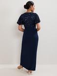 Phase Eight Petite Janessa Sequin Wrap Dress, Navy