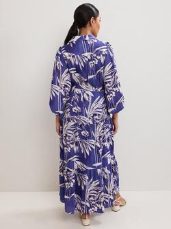Phase Eight Petite Coralie Palm Print Dress, Blue - view 2, Blue