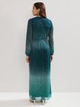 Phase Eight Petite Cherene Ombre Plisse Dress, Green/Aqua