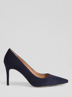L.K.Bennett Floret Suede Closed Court Shoes, Midnight Blue