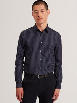 Ted Baker Hangent Long Sleeve Stripe Shirt, Navy, Navy