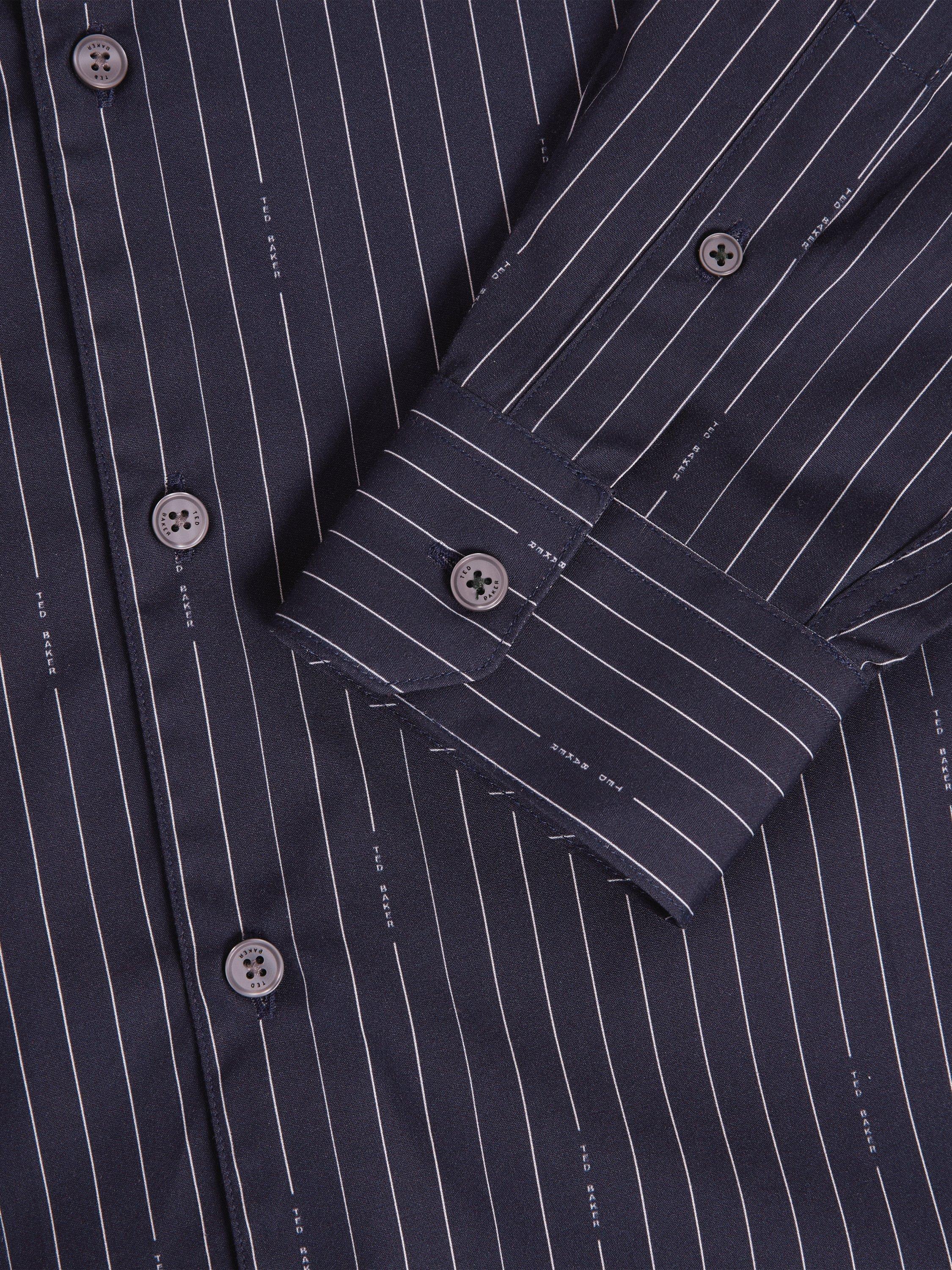 Product image 7 of 7, which shows Ted Baker Hangent Long Sleeve Stripe Shirt, Navy, S