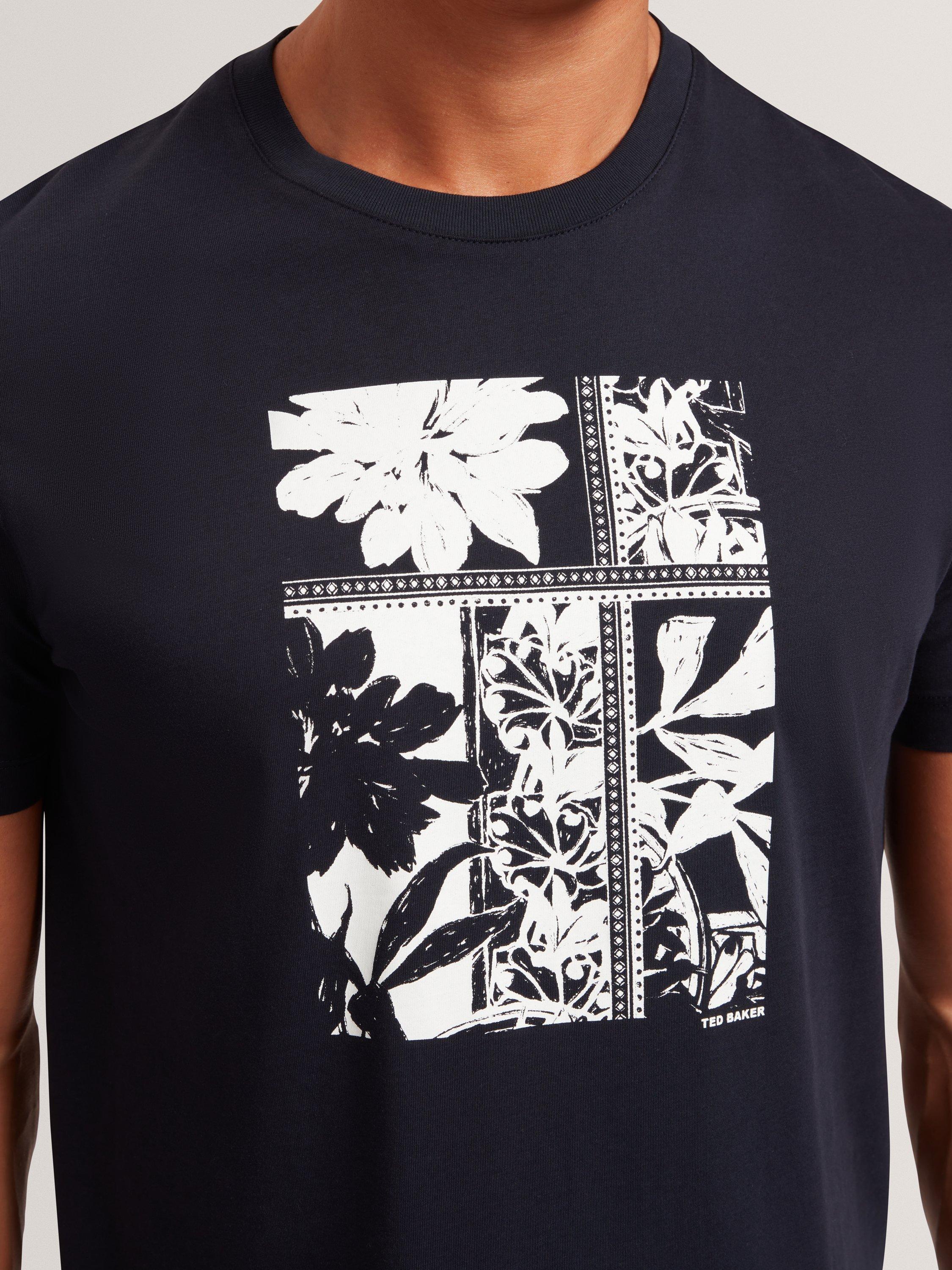Product image 3 of 7, which shows Ted Baker Koney Graphic Print Cotton T-Shirt, Navy, S