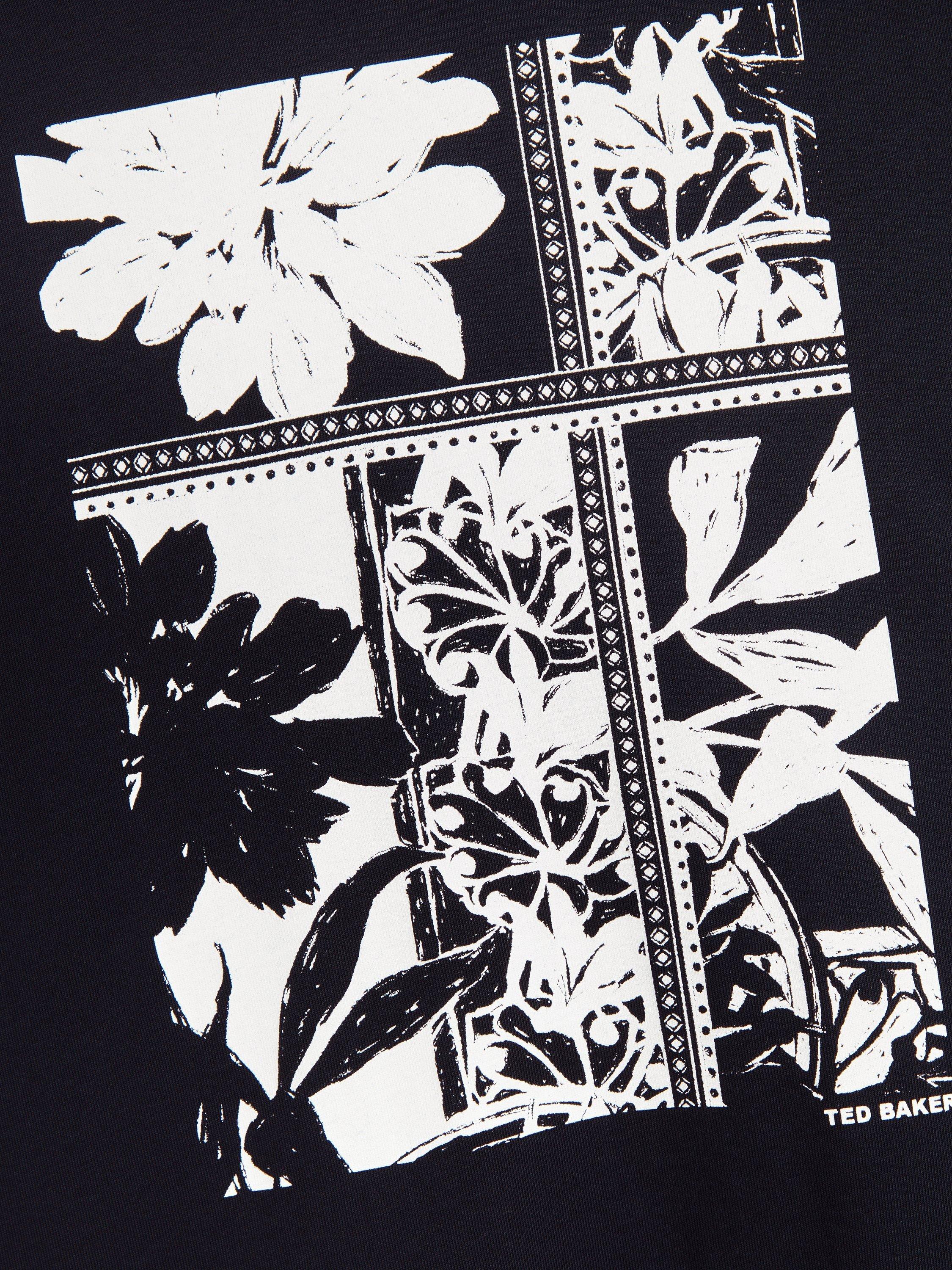 Product image 7 of 7, which shows Ted Baker Koney Graphic Print Cotton T-Shirt, Navy, S