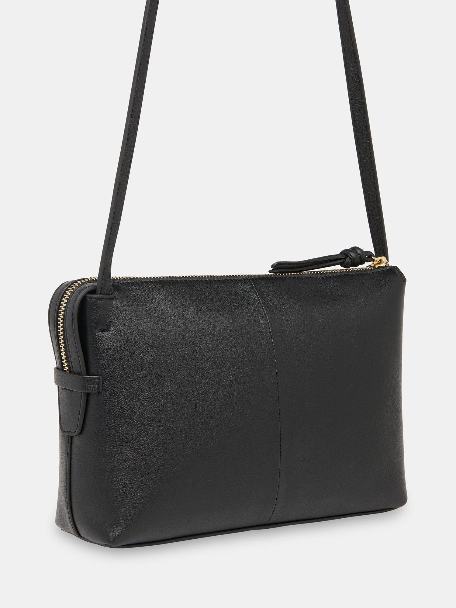 Product image 3 of 5, which shows Whistles Kaia Zip Top Leather Crossbody Bag, Black, One Size