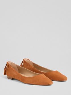 L.K.Bennett Essie Suede Ballerina Pumps - view 2, Orange