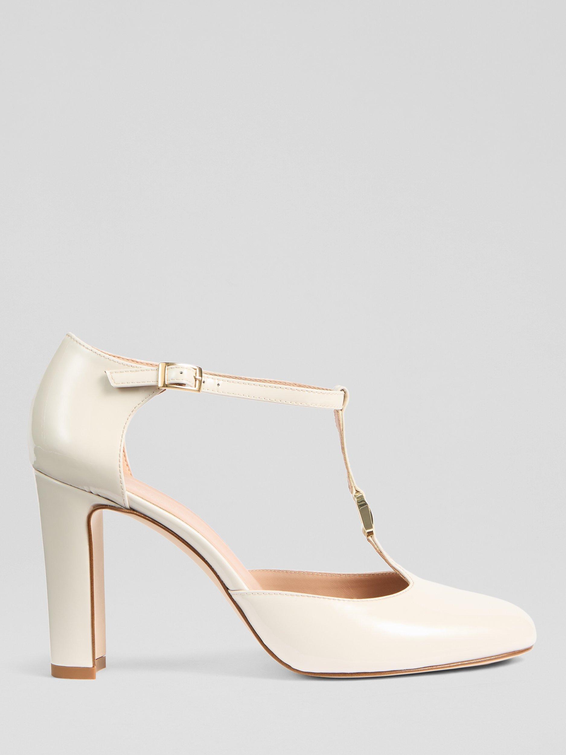 Product image 1 of 4, which shows L.K.Bennett Almina Leather Court Shoes, Ecru, 2