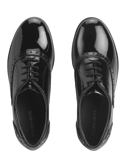 Start-Rite Kids' Hermonine Brogue School Shoes, Black Patent - view 2, Black Patent