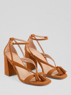 L.K.Bennett Jeanie Leather Strappy Sandals, Burnt Orange - view 2, Burnt Orange