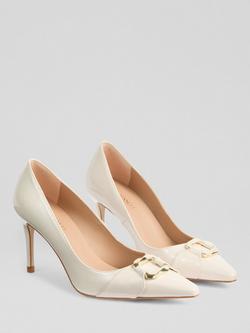 L.K.Bennett Thelma Leather Stiletto Heel Court Shoes, Natural - view 2, Natural